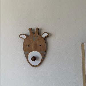 Wooden Giraffe  and elephant Wall Hook